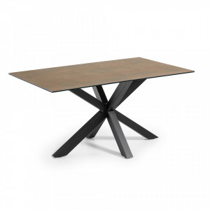 Masa dining neagra din otel 90x160 cm Argo Iron Corten Kave Home
