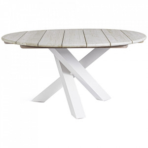 Masa dining pentru exterior alba din lemn si aluminiu 150 cm Donald Bizzotto