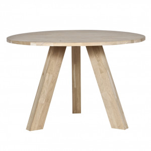 Masa dining rotunda din lemn de stejar 129 cm Rhonda Untreated Woood