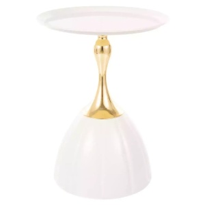 Masa laterala alba/aurie din metal 38 cm Piana The Home Collection