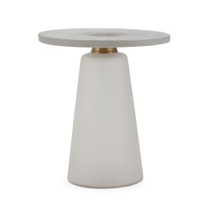 Masa laterala alba/aurie din metal 40 cm Smith Thai Natura