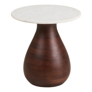 Masa laterala alba/maro din marmura 40 cm Heide House Nordic