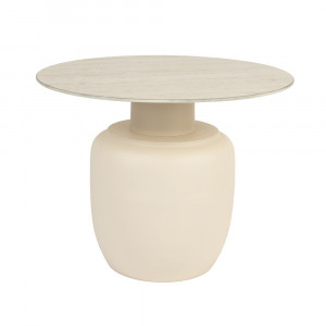Masa laterala bej din ceramica 60 cm Karula High Quiet Object
