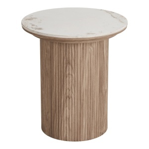Masa laterala maro/alba din ceramica 45 cm Athens House Nordic