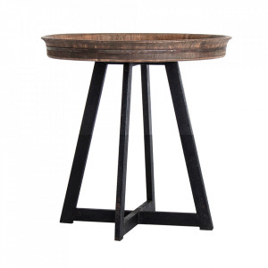 Masa laterala maro/neagra din metal 60 cm Nuapa Vical Home