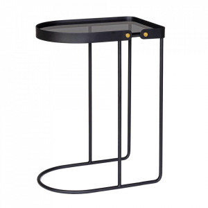 Masa laterala neagra din metal 31x47 cm Zeina Bizzotto