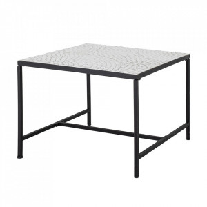 Masuta de cafea alba/neagra din ceramica si fier 60x60 cm Niah Bloomingville