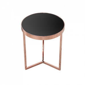 Masuta de cafea aramie/neagra din sticla si metal 45 cm Art Deco The Home Collection