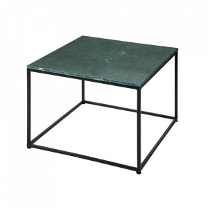 Masuta de cafea verde/neagra din marmura si metal 50x50 cm Elements The Home Collection