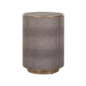 Masuta gri/maro alama din piele si metal 45 cm Classio Richmond Interiors