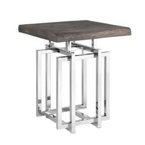 Masuta maro/argintie din lemn si inox 50x52 cm Tuxedo Richmond Interiors