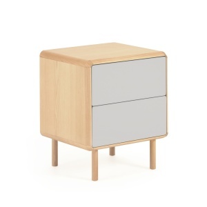 Noptiera alba/maro din lemn Anielle Kave Home