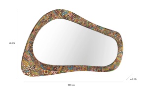 Oglinda asimetrica maro/multicolora din lemn 68x120 cm Mosaic Giner y Colomer