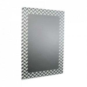 Oglinda dreptunghiulara alba/gri din sticla 60x90 cm Geometric Versa Home