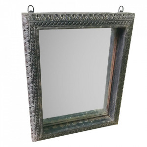Oglinda dreptunghiulara gri din sticla si lemn reciclat 62x80 cm Dante Moedeko