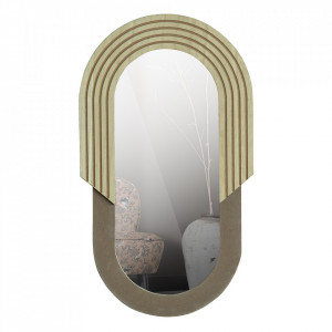 Oglinda ovala maro din MDF 33x58 cm Hailey Woood
