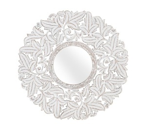 Oglinda rotunda alba din sticla 120 cm Liora Giner y Colomer