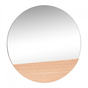 Oglinda rotunda maro din lemn de stejar 50 cm Andy Hubsch