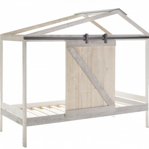 Pat cu baldachin gri/crem din lemn 90x190 cm Lara The Home Collection