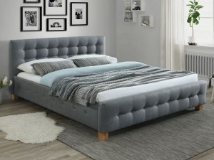 Pat gri din textil 160x200 cm Barcelona The Home Collection
