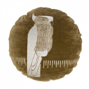 Perna decorativa rotunda maro din catifea 45 cm Coco Woood