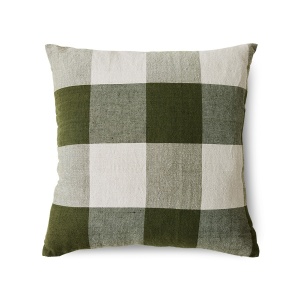 Perna patrata verde/alba din fibre naturale 50x50 cm Lowlands HKliving