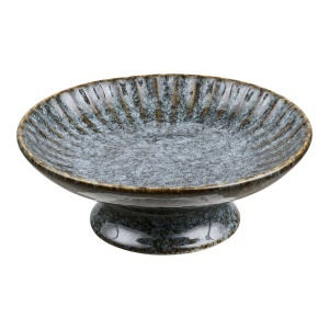 Platou cu picior din ceramica albastra 21 cm Native House Nordic