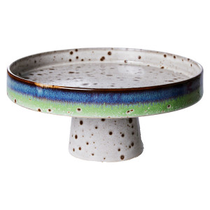 Platou cu picior multicolor din ceramica 21 cm 70s HKliving