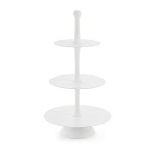 Platou decorativ cu 3 niveluri alb din metal 82 cm Mallet Bizzotto