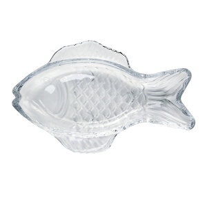 Platou transparent din sticla 11x18 cm Fishy Madam Stoltz