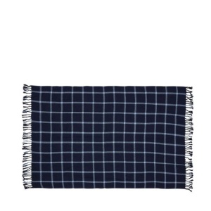 Pled albastru inchis din bumbac 140x200 cm Flok Hubsch