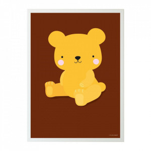 Poster multicolor din hartie 50x70 cm Caramel Bear A Little Lovely Company