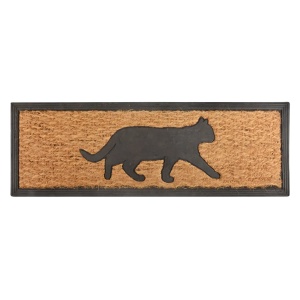 Pres intrare maro/negru din fibre naturale 26x75 cm Cat Esschert Design