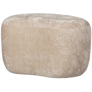 Puf oval crem din textil 51x73 cm Popular Woood
