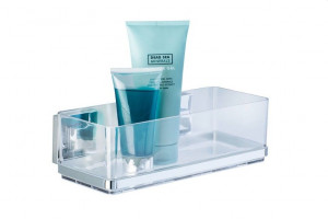 Raft pentru baie argintiu/transparent din plastic 26 cm Vacuum-Loc Quadro Wenko