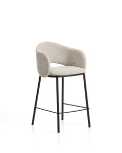 Scaun bar bej/negru din textil Maina Chenille Kave Home
