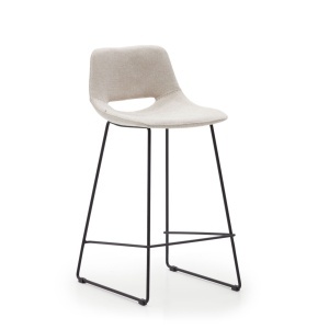 Scaun bar bej/negru din textil Zahara Low Kave Home