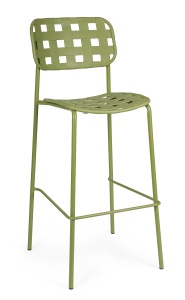Scaun bar exterior verde din metal Clover Bizzotto