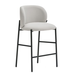 Scaun bar gri deschis/negru din textil Mogi Low Teulat