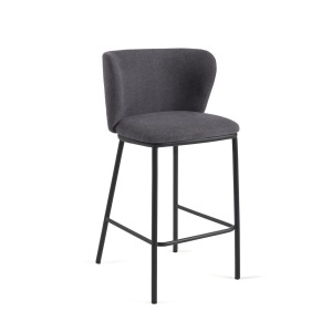 Scaun bar gri din textil Ciselia Low Kave Home