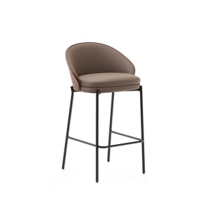 Scaun bar maro/negru din piele ecologica Eamy Kave Home