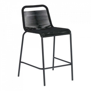 Scaun bar negru din poliester si otel pentru exterior Lambton Small Kave Home