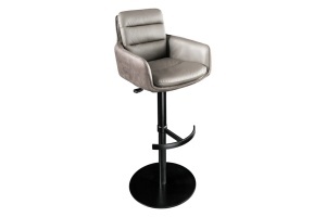 Scaun bar rotativ ajustabil grej din piele Big George The Home Collection