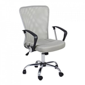 Scaun birou ajustabil rotativ gri deschis din textil Brisbane Bizzotto