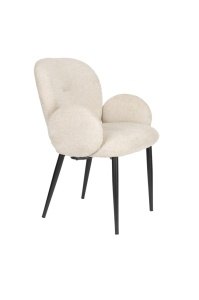 Scaun dining alb antic din textil Alaz Arms The Home Collection