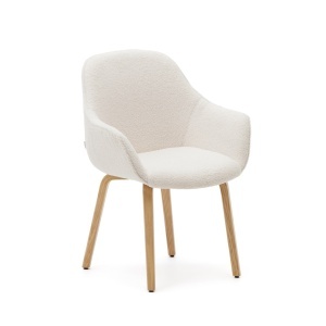 Scaun dining alb din textil Aleli Shearling Kave Home