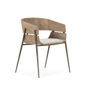 Scaun dining bej/maro din textil Naia Quiet Object