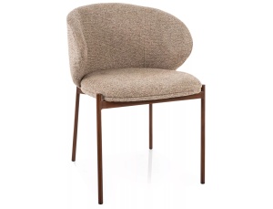 Scaun dining bej/maro inchis din textil Kioto The Home Collection