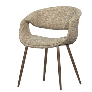 Scaun dining bej nisipiu/maro cupru din textil Yossi Woood
