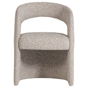 Scaun dining crem din textil Lanor Boucle Woood